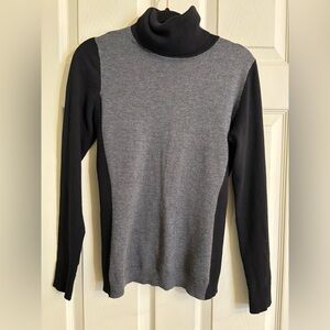 The Limited Black and Gray Ribbed Knit Turtleneck